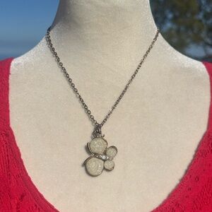 Butterfly & rhinestone Flower charm long Necklace
